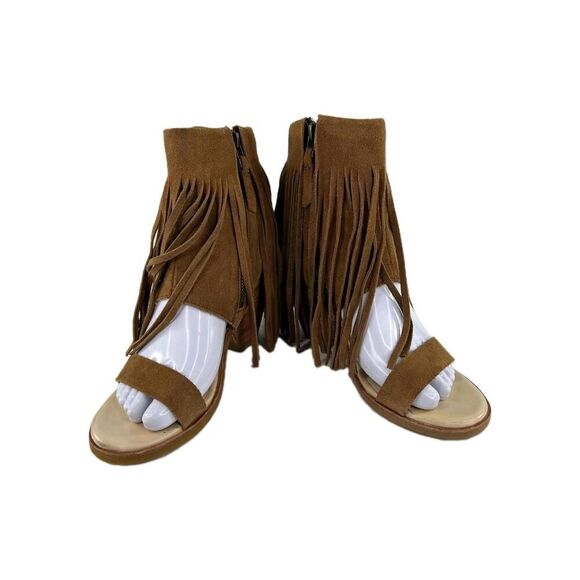 Koolaburra UGG Paz Fringe Ankle Sandals US 7.5 Brown Booties - Picture 1 of 11